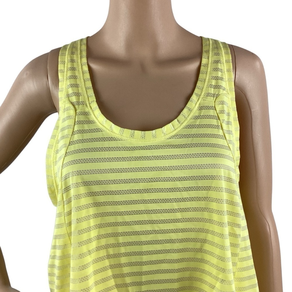 Zyia Active Lemon Nimbus Split Back Tank Yellow Striped Open Back Size M - Picture 2 of 6